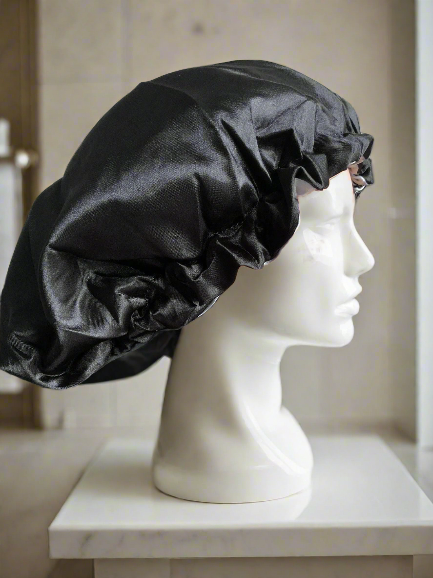 Black/ Silver Reversible Silky Bonnet