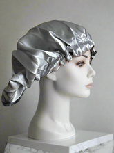 Load image into Gallery viewer, Black/ Silver Reversible Silky Bonnet
