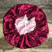 Load image into Gallery viewer, Burgundy/ Shell Pink Reversible Silky Bonnet
