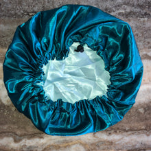 Load image into Gallery viewer, Teal/ Light Green Reversible Silky Bonnet
