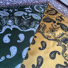 Load image into Gallery viewer, Brown/ Yellow/ Green Satin Headscarf
