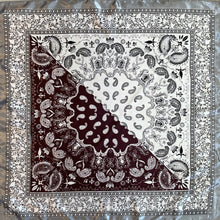 Load image into Gallery viewer, Maroon/ White/ Dark Grey Satin Headscarf
