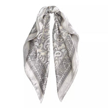 Load image into Gallery viewer, Pale Gold and Silver Satin Headscarf
