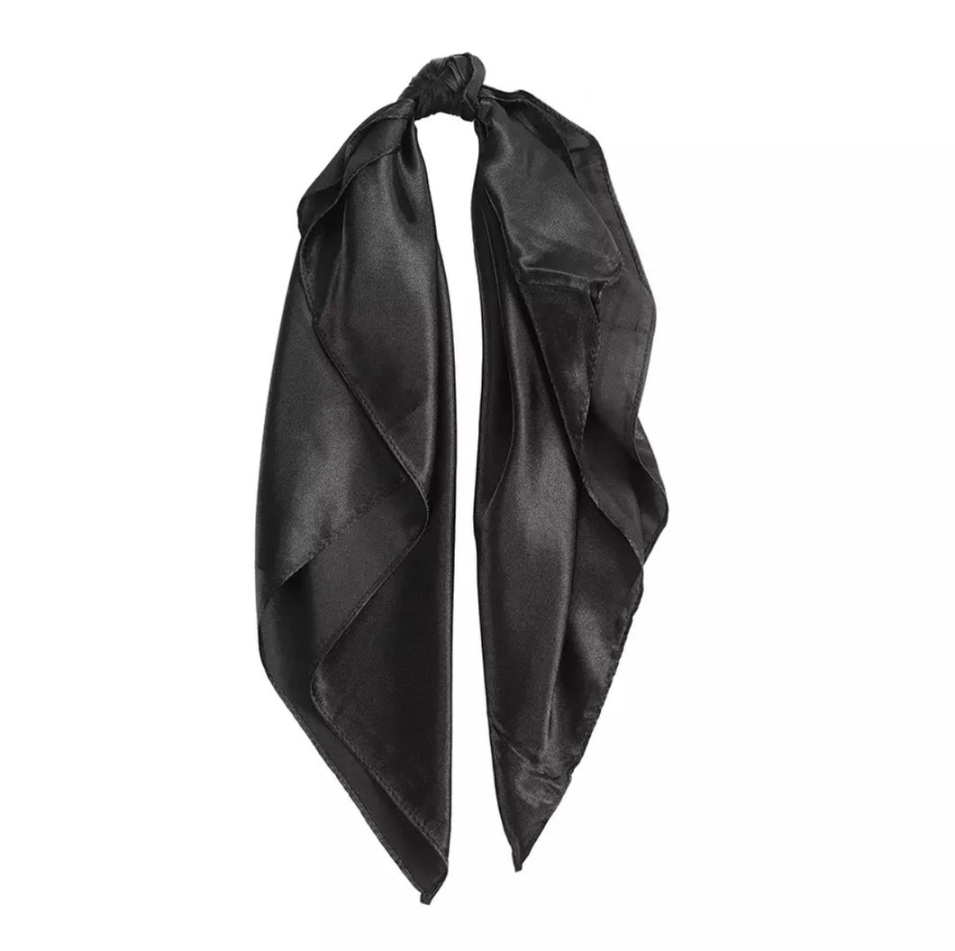 Jet Black Satin Headscarf