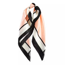 Load image into Gallery viewer, Salmon Pink and White Satin Headscarf
