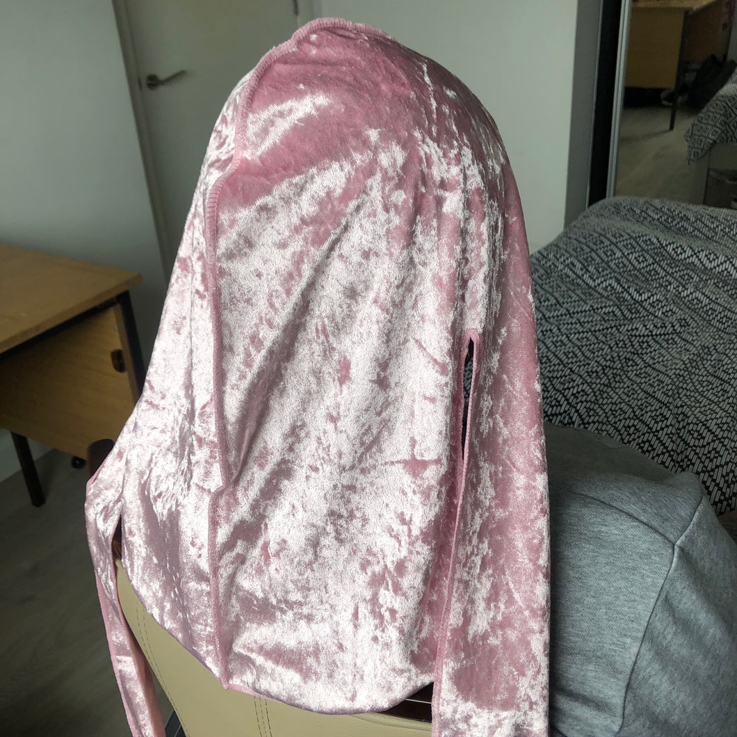 Crushed Light Pink Velvet Durag