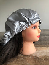 Load image into Gallery viewer, Black/ Silver Reversible Silky Bonnet
