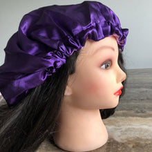 Load image into Gallery viewer, Purple/ Lilac Reversible Silky Bonnet
