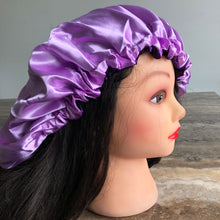 Load image into Gallery viewer, Purple/ Lilac Reversible Silky Bonnet
