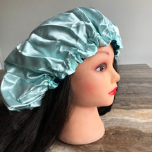 Load image into Gallery viewer, Teal/ Light Green Reversible Silky Bonnet
