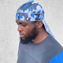 Load image into Gallery viewer, Camo Blue Silky Durag
