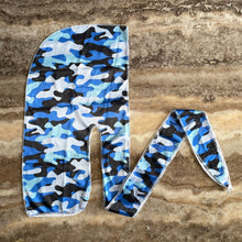 Load image into Gallery viewer, Camo Blue Silky Durag
