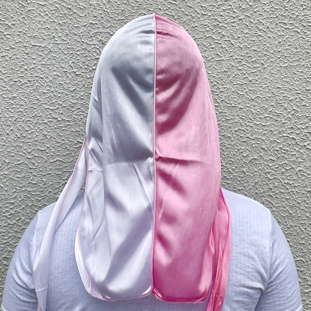 Pink/White Silky Durag